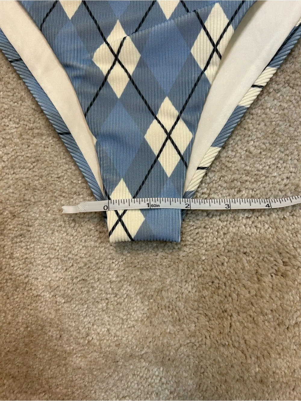Beach Riot Vanessa Bikini Bottoms Blue Argyle NWT Cheeky High-Cut Swim Sz XL